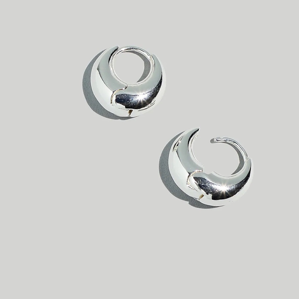 Madewell puffy hoop earrings polished silver - Picture 1 of 4